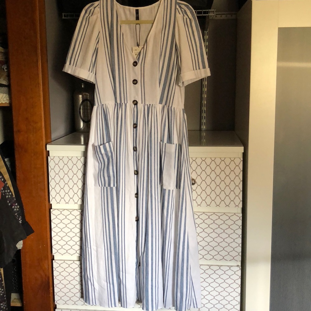 zara linen blend dress - M